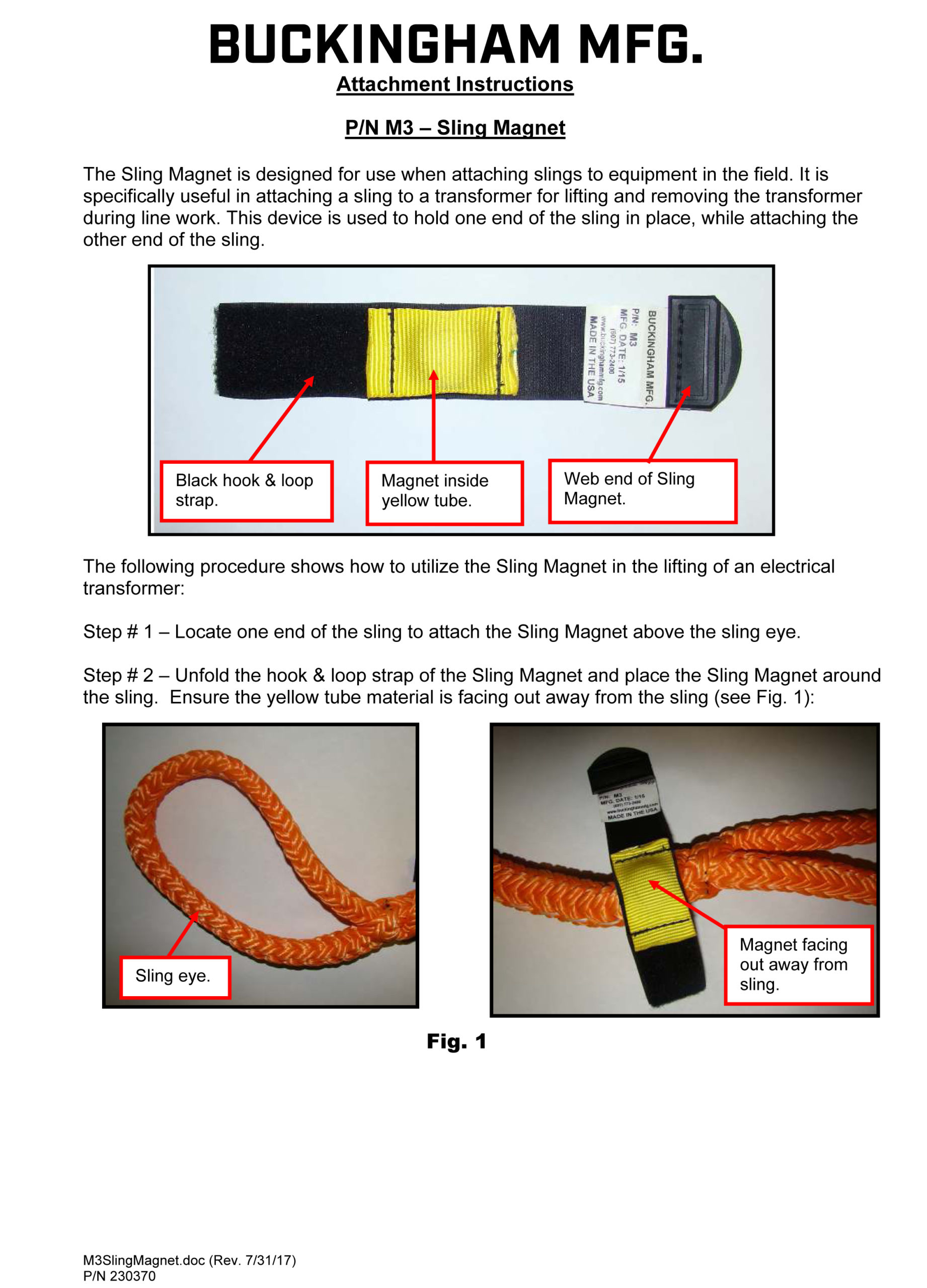 M3 Sling Instructions 230370 Buckingham Instructions